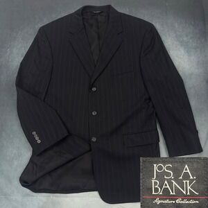 Jos A Bank Signature Mitchell Navy Pinstripe Wool 3 Button Blazer Mens 43R